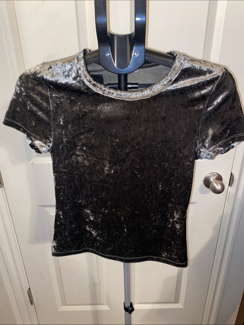 FREE PEOPLE INTIMATELY VELOUR BABY TEE COLOR GRAY SIZE MEDIUM